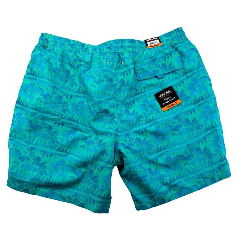 Kirkland Signature Swim Shorts Men's Extra Extra Large Blue Orange LOT of 2 NWT
